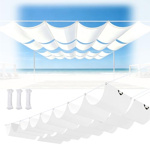 Toile d'ombrage rétractable 2x17m blanche imperméable pour pergola