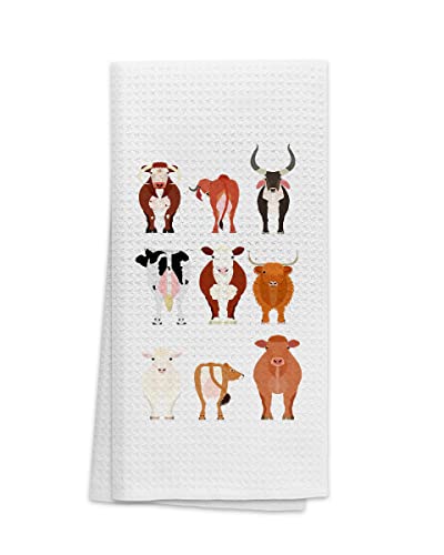 Ohsul Cute Cartoon Cows Heifers Bull Highly Absorbent Kitchen Towels Dish Towels Dish Cloth,Funny Cow Hand Towels Tea Towel For Bathroom Kitchen Decor,Cow Lovers Farm Girls Women Gifts #TOP26