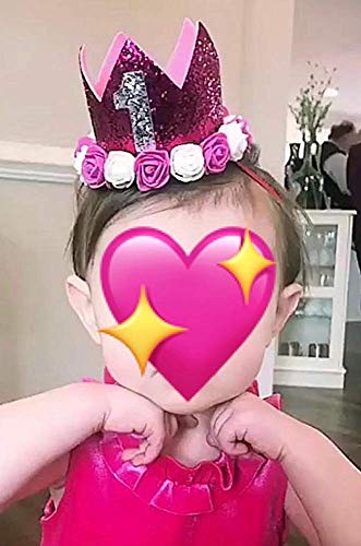 Glitter Baby Girls 1St 2 3 Birthday Floral Crown Flower Princess Tiara Cake Smash Photo Prop (Sky Blue Flower 1) #TOP3