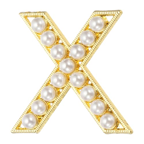 Image of PATIKIL Letter Brooch Pins, Pearl Initial Alphabet Letter Lapel Badges Pin for Women Men Girl Wife Suits