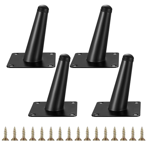 Fulushouxi Patas para Muebles, 4 Piezas Patas de Muebles Altura Regulables, Inclinadas Patas Ajustables Metal Negro para Cocina, Cama, Sofás, Gabinete, Mesa, Estantes - 10 cm de Altura