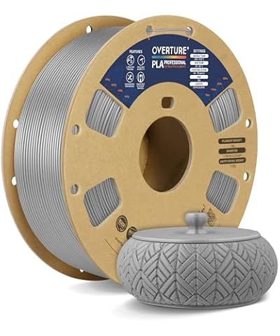 OVERTURE PLA Plus (PLA+) Filament 1.75mm, Stronger & More Durable, Professional Toughness 3D Printer Filament, 1kg (2.2lbs), Cardboard Spool, High Precision +/- 0.02mm (Moonlight Silver)