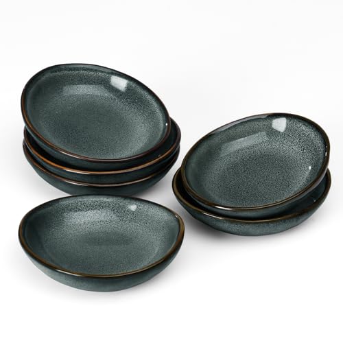 famiware Ocean Soy Sauce Dishes of 6, Oval Dipping Sauce