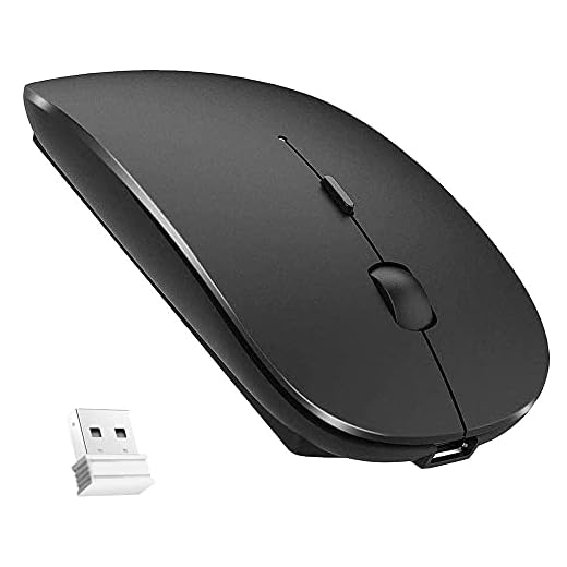 Bluetooth Wireless Mouse, Dual Mode Slim Rechargeable Wireless Mouse Silent Cordless Mouse with Bluetooth 4.0 and 2.4G Wireless, Compatible with Laptop, PC, Windows Mac Android OS Tablet (Black)