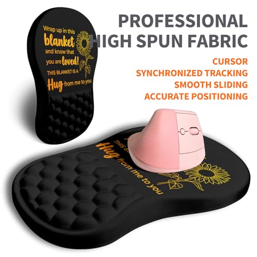 Image of Ergonomic Joint Wrist Support Mouse Pad with Memory Foam Cushion Massage Bump, Carpal Tunnel Pain Relief Mousepad Slope Design for Wrist Rest, 11.8x7.9 in, Hug You and Me