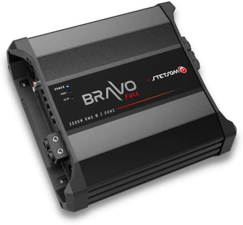 Stetsom Bravo Full 3000 2 Ohms Mono Car Amplifier, 3000.2 3K Watts RMS, 2Ω Stable Car Audio, HD Sound Quality, Crossover & Bass Boost, Car Stereo Speaker Subwoofer MD, Smart Coolers