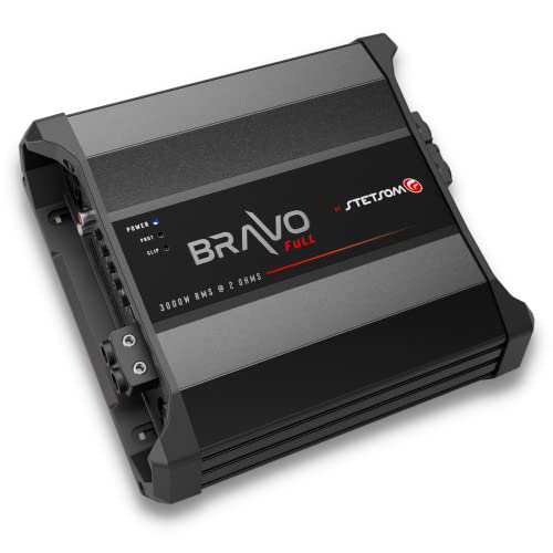 Stetsom Bravo Full 3000 2 Ohms Mono Car Amplifier, 3000.2 3K Watts Rms, 2Ω Stable Car Audio, Hd Sound Quality, Crossover & Bass Boost, Car Stereo Speaker Subwoofer Md, Smart Coolers #TOP3