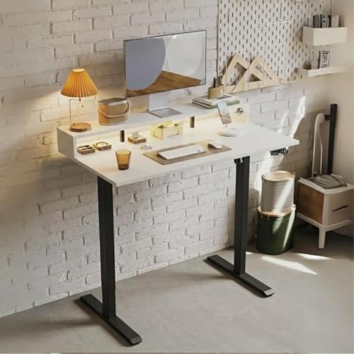 Image of TEKAVO Hirak Height Adjustable Table for Office Work | Electric Standing Table Workstation for Home Office| 100 kg Load Capacity |150L x 60W | WhiteI DIY