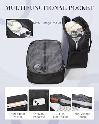 Image of Vacuum Travel Bag with Air Pump Expandable Seal Compression Personal Item Carry on Bags for Airlines Travel Duffle Bags for Women Weekender Overnight Bag Sports Gym Tote Bag Black