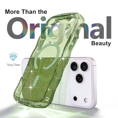 Pepmune Magnetic for iPhone 17 Pro Case Clear Glitter, Green by Pepmune - Used condition - Image 3