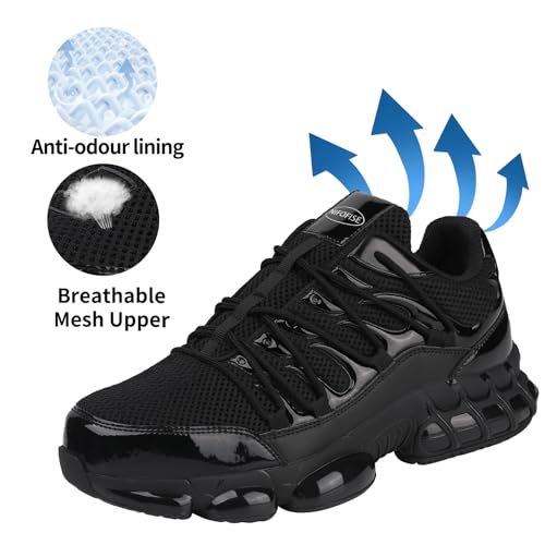 Nifofise 1210 Steel Toe Work Shoes For Men Women Safety Composite Toe Sneakers Lightweight Comfortable Black Wide Utility Indestructible Industrial Construction Shoes Zapatos De Seguridad Para Hombres Mujer 43 thumb #4