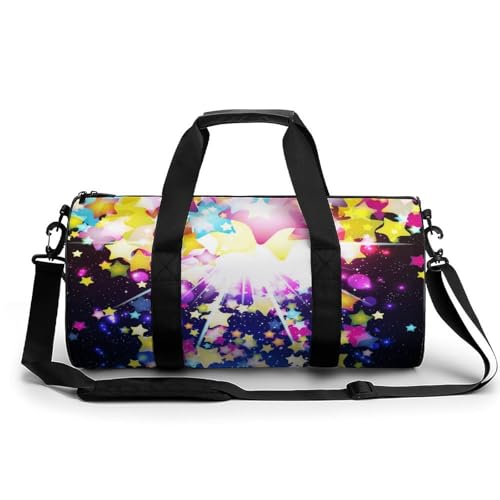 Sac de sport Étoiles Colorées pailletées avec design scintillant et grand volume 45cm