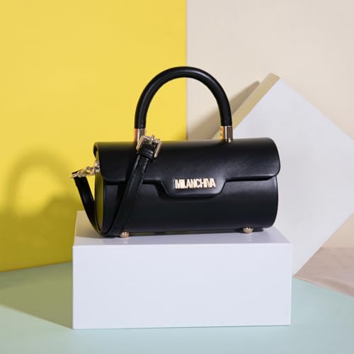 Image of Milan Chiva Top Handle Bag for Women Mini Barrel Crossbody Handbag with Adjustable Strap Elegant Small Purses | Small