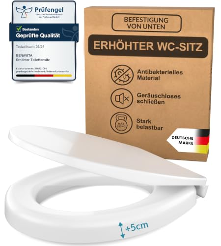 BenaVita Wc Sitzerhöhung 5 cm aus Duroplast - Montage von unten