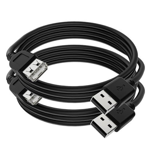 Mygatti USB 2.0 Verl&auml;ngerungskabel 1 m/2 St&uuml;ck,Schwarz Typ A Stecker auf Buchse Verl&auml;ngerungskabeladapter,kompatibel mit Tastatur,Maus,Flash-Laufwerk,Festplatte und mehr