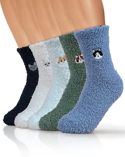 Image of TEHOOK Warm & Cozy Gifts for Women, Fluffy Fuzzy Plush Sleeping Slipper Socks - Soft Warm Fabric