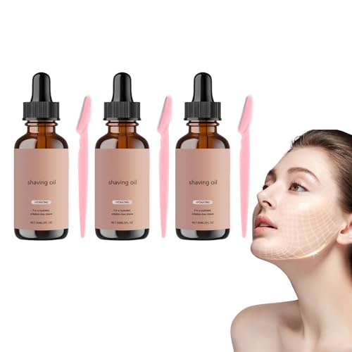 Aceite hidratante para el afeitado facial Dermaplaning para mujeres - Aceite para el afeitado facial Dermaplaning - Aceite de afeitado no comedogénico para todo tipo de piel, 60 ml (3 botellas)