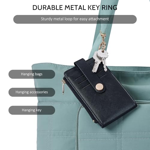 POIUGOYA Slim Wallet for Women, RFID Blocking Credit Card Holder with Coin Pocket, ID Window and Key Chain