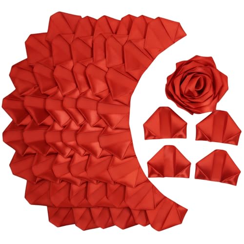 LatinaFlorista 300Pcs Premade Satin Ribbon Rose Petals Half-Finished for Eternal Rose DIY Ramos Forever Flowers Bouquets Everlasting Floral for Wedding Anniversary Birthday (300 Pcs Red)