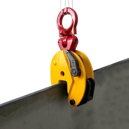 Vertical Plate Lifting Clamp,2200lbs Capacity Heavy Duty Steel Plate Clamp 1T with 0.8 Inch Jaw Opening, Industrial Lifting Clamp for Sheet Metal and Steel Plate Handling