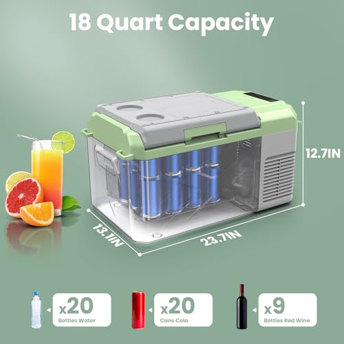 BODEGA BODEGACOOLER 12 Volt Car Refrigerator, 18 Quart Portable Freezer, Car Fridge -4℉-68℉, Compressor Electric Cooler 12/24V DC100-240 Volt AC for Outdoor RV Camping Travel Vehicles Home Use by BODEGA - Image 2