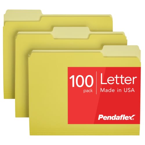 Pendaflex Two-Tone Color File Folders, Letter Size, Yellow, 1/3 Cut, 100 per box (152 1/3 YEL)