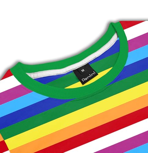 Image of Remimi Kids Striped Shirts Long Sleeve Boys Girls Crew Neck Holiday Tshirts 3-14 Years