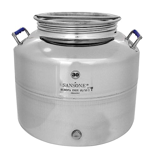 La Nuova Sansone - Fusto Contenitore In Acciaio Inox, Acciaio Inossidabile, 30 Litri