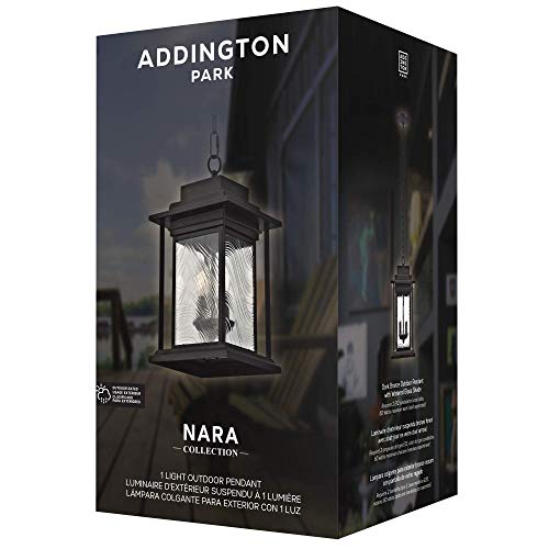 Addington Park 31759 Nara Collection 2-Light Transitional Outdoor Pendant With Watered Glass, Dark Bronze #TOP4