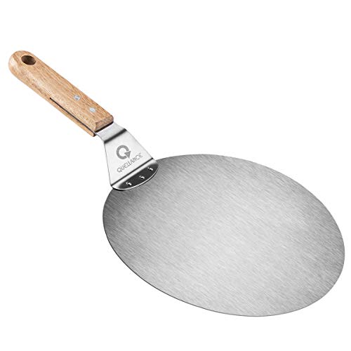 QUELLANCE Stainless Steel Pizza Spatula, 10 Inch Round Metal Pizza Peel Paddle