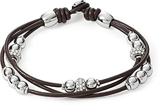 Fossil Bracelet for Women, 19 cm, Beige or Brown, Genuine Leather Bracelet