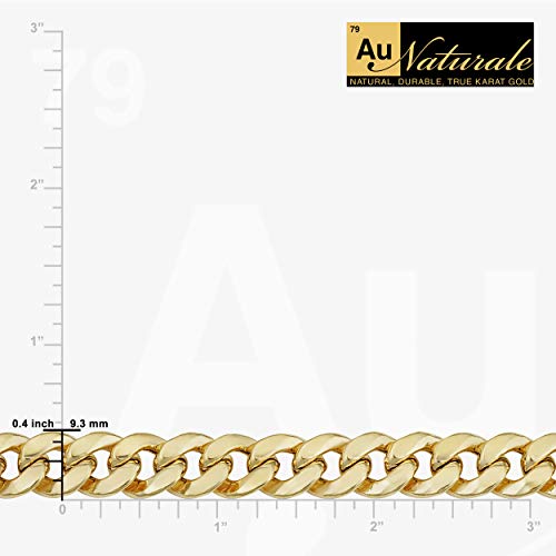 14K Yellow Gold Miami Cuban Link Curb Chain Bracelet For Men (9.3 Mm, 9 Inches) #TOP4