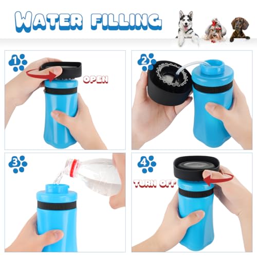 TOCCOOL Dog Water Bottle, Portable Leak Proof Pet Water Bottle for Outdoor Walking & Travel & Hiking, Lightweight Dogs Drink Dispenser with Carrying Rope (17oz Blue) - Image 3