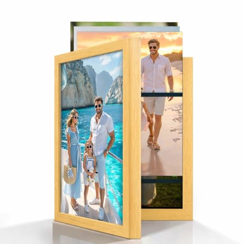 Image of Wooden Document Photo Frame with Storage, Certificate Holder Frame for Wall Mount & Tabletop | Memory Frame for Birth Certificate, Awards & Photos | Premium Finish ( Beige, Size 9.2X12.6 Inch )