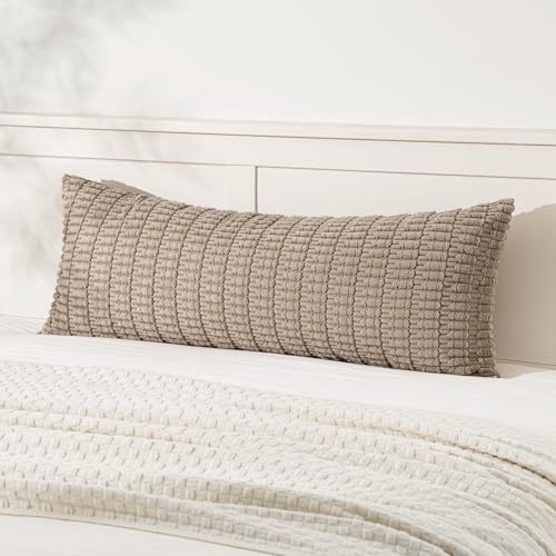 MIULEE Pack of 1 Light Brown Long Body Lumbar Decorative Throw Pillow Cover 14x36 Inch for Bed Couch Sofa Living Room Soft Boho Pillow Cover Modern Farmhouse Home Decor