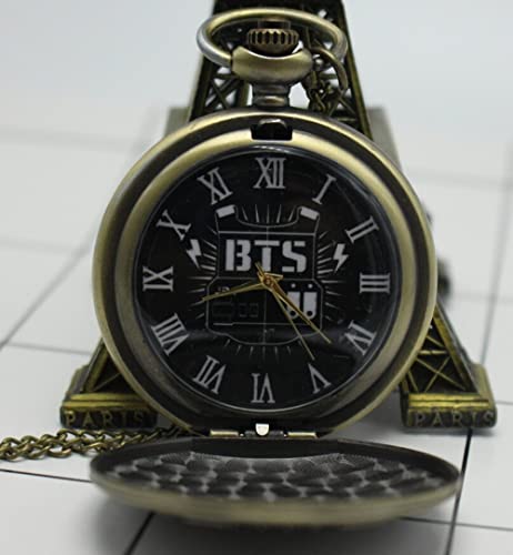 Image of AUGEN Premium Pocket Watch Metal Keychain BTS-2 Retro Vintage for Gifting With Key Ring Anti-Rust (Pack Of 1)