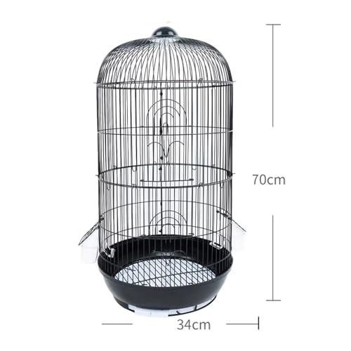 Vogelkäfige Vogelkäfig, runder Käfig, Papagei, Typ Draht, einfacher mit Tablett Komfortabel(Schwarz)-2