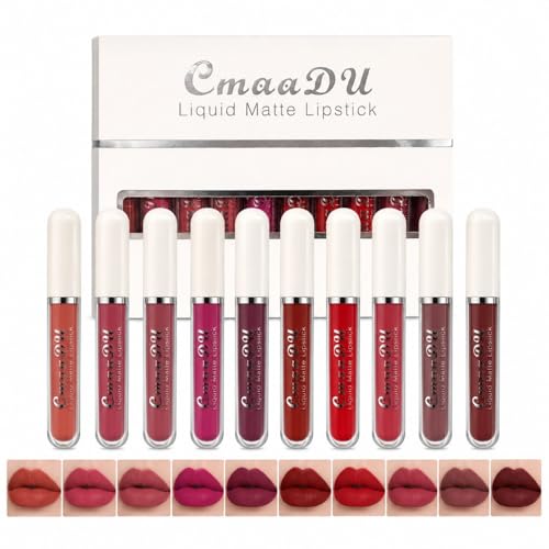 MooGlamor 10 Pcs Matte Liquid Lipsticks Set with Waterproof and Long Lasting Lip Gloss Kit for Women Lip Makeup