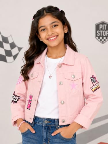 Image of Girls Full Sleeve Solid Crop Denim Jacket