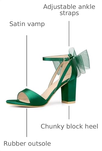 Allegra K Allegra K Women's Bow Shoes Chunky Heel Green Heels Sandals 8.5 M US