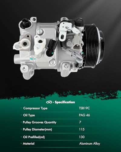 Image of SCITOO 2012-2017 AC Compressor for Toyota Camry 3.5L A /C Compressor for Avalon 2013-2018, for Sienna 2014-2016, for Lexus ES350 2012-2018, for RX350 2010-2015 Fast Cooling Air Conditioner Compressor | Fast Cooling, Ultra Low Noise (≤72 dB) Air Conditioner Compressor for Summer, With Clutch, 58199 57199 977012C600
