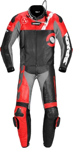 SPIDI DP-Progressive Touring Tuta in pelle della moto a due pezzi, rosso/nero, 52