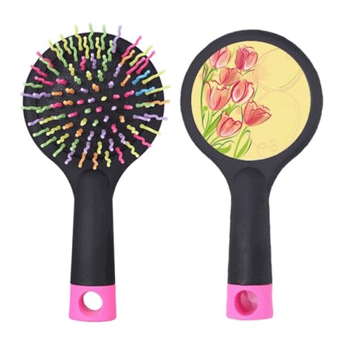 Brosse à cheveux démêlante peinte main tulipe idée cadeau femme