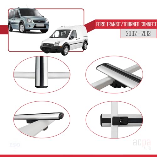 Barres de toit railing Ford Transit Connect 2002-2013 aluminium gris 4 barres - 4