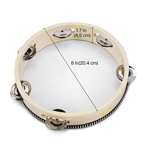 Flexzion Tambourin Musical Demi-lune Instrument (Rose)- Tambour De Percussion De Grelots En Métal à Double Rangée Avec La Poignée Ergonomique Pour Jouet D'enfants Cadeau Fête KTV