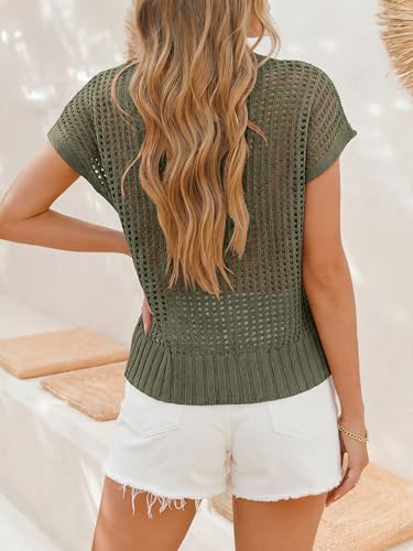 Image of ANRABESS Women's Tops 2026 Trendy Summer Shirts Crochet Cap Sleeve Knitted Sweater Spring Beach Vacation Clothes