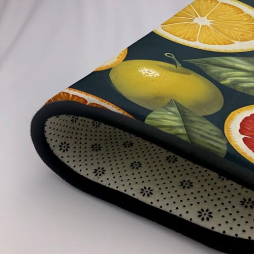 Tapis imprimé soleil agrumes 203x147 cm pour salon et table basse