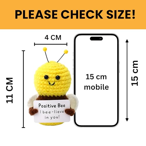 Image of Cute Emotional Support Crochet Toys Handmade Gifts with Message for Women Men Friends Coworkers, Birthday Christmas Valentine's Gift (Honeybee)