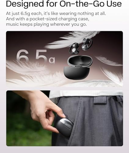 SHOKZ OpenDots ONE-Open-Ear Headphones, Clip-On Earbuds-Wireless Bluetooth Earbuds with Microphone-Secure, Lightweight, Comfort-Premium Dolby Audio-Water Resistant-Fast Charging-Up to 40 hrs Playtime - 5