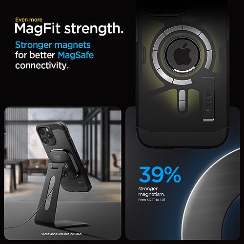 Spigen Tough Armor MagFit Back Cover Case Compatible with iPhone 15 Pro Max (TPU + Poly Carbonate | Black)